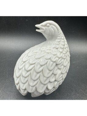 Vintage White Porcelain Bird Figurine Quail Shelf Decor Japan